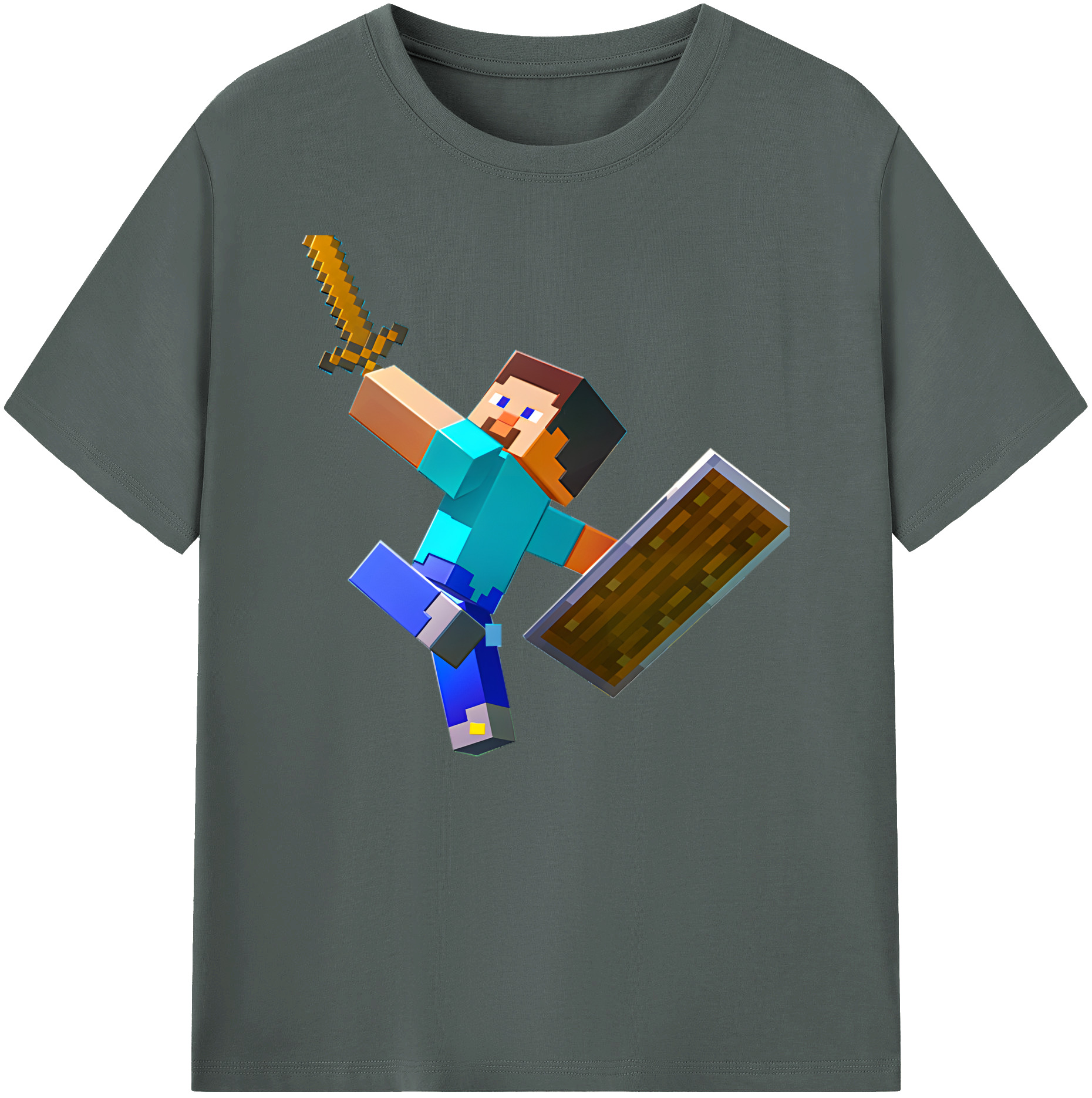 （画像用） マインクラフト ブロックの世界 Minecraft MC Block world 綿100％ メンズ半袖Tシャツ｜肌触りやわらか＆通気性